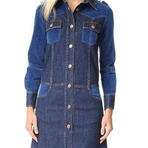 See by Chloe Long-Sleeve Denim/Velvet dress 42